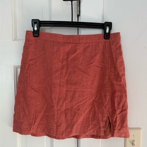 Women's Rust Mini Linen Skirt